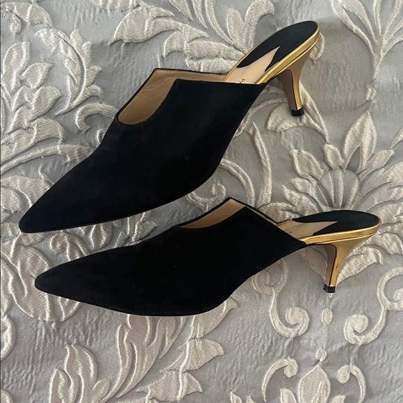 Paul Andrew Black suede and Gold Mules - Picture 8 of 10
